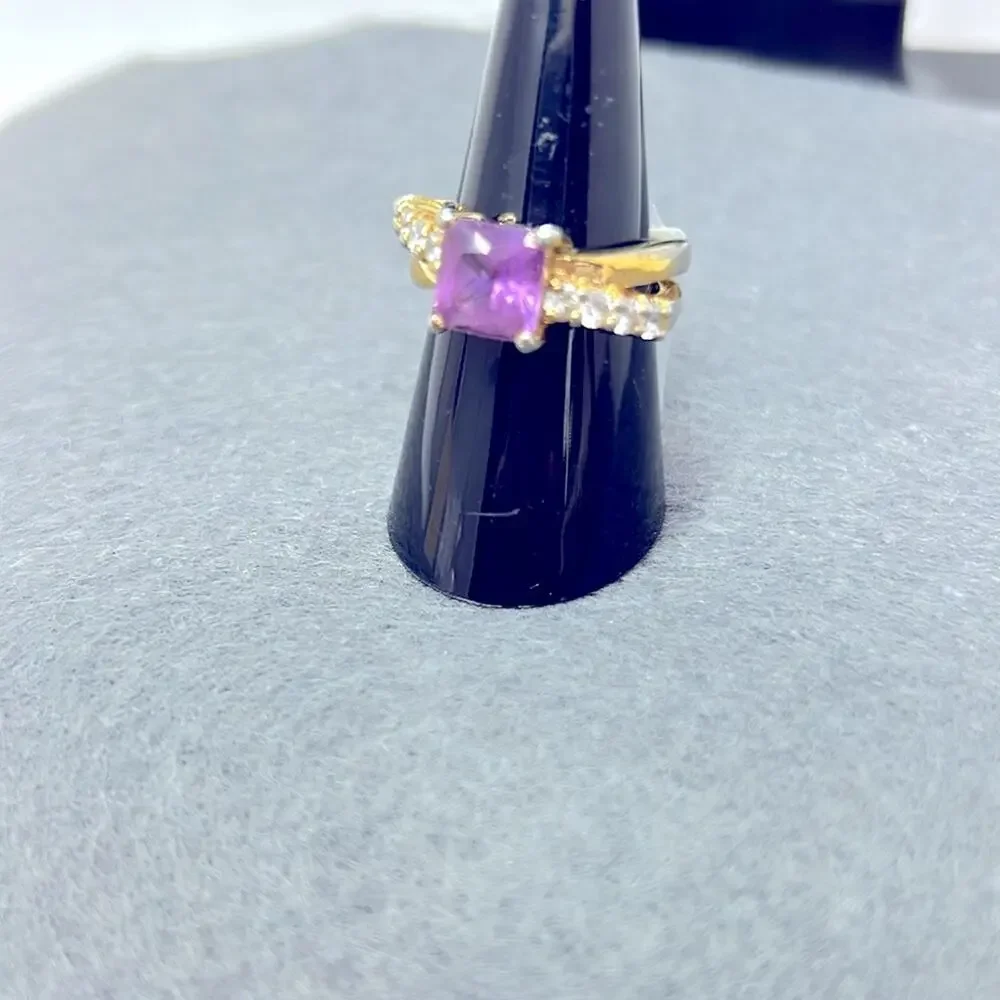 Vintage Purple Stone Ring from Thailand 4  on Each Side size 8